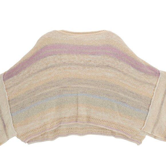 NWT FREE PEOPLE Saturn Poncho Sweater Warm Sky Combo Crop OVERSIZED Size XS - Picture 5 of 8